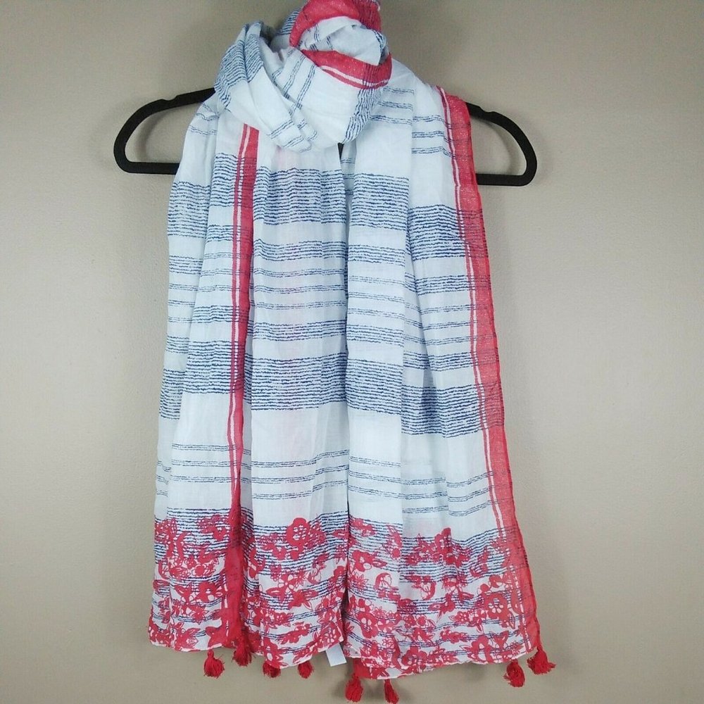 Never Worn Striped Lightweight Wrap Tassel Scarf